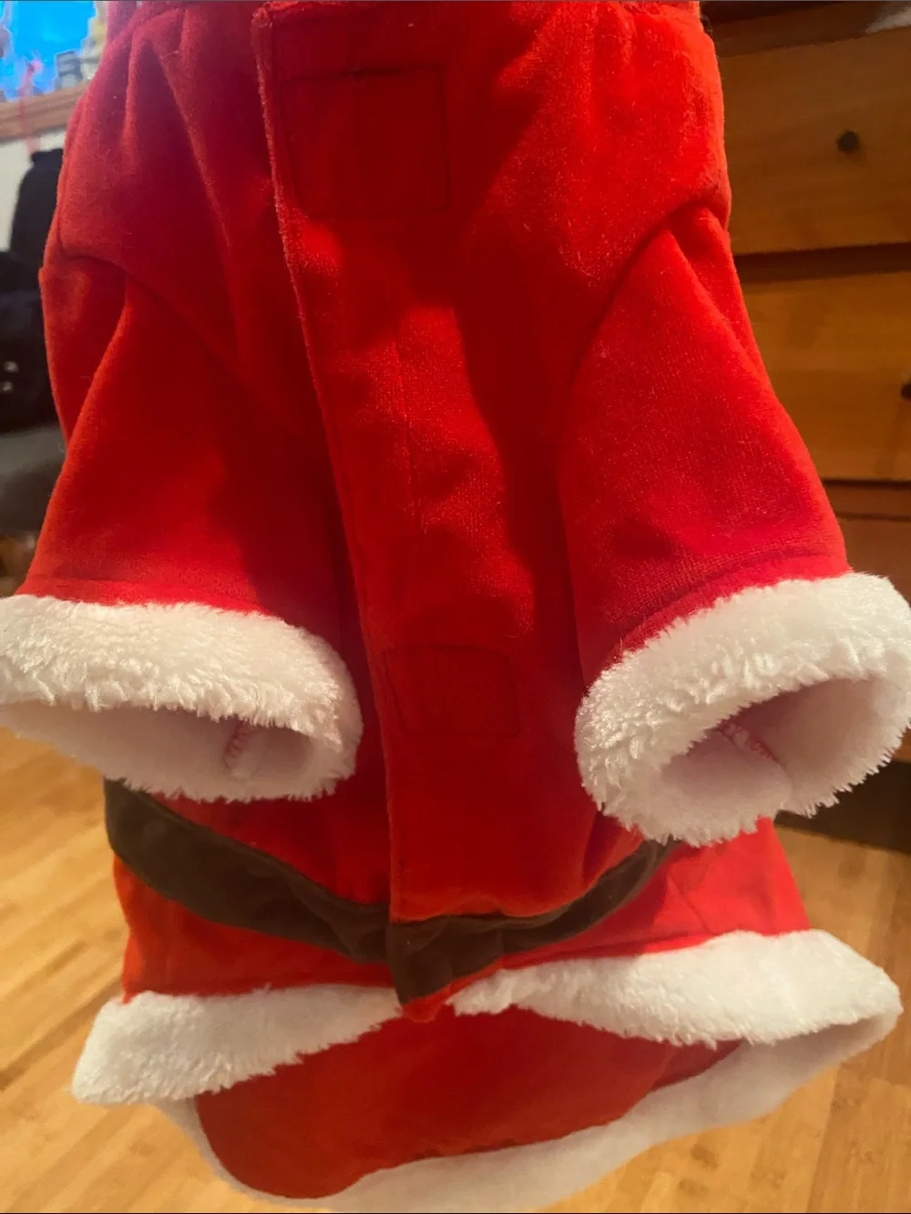 Dog Red Santa Costume Coat with White Trim